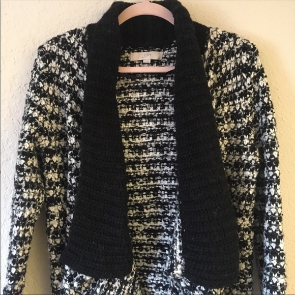 Black and white LOFT knit Cardigan sweater - Picture 2 of 4